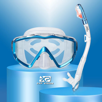 Professionele Snorkelset voor Volwassenen | Anti-Fog Duikbril met Dry Top Snorkel en Pano 3-ramen Masker