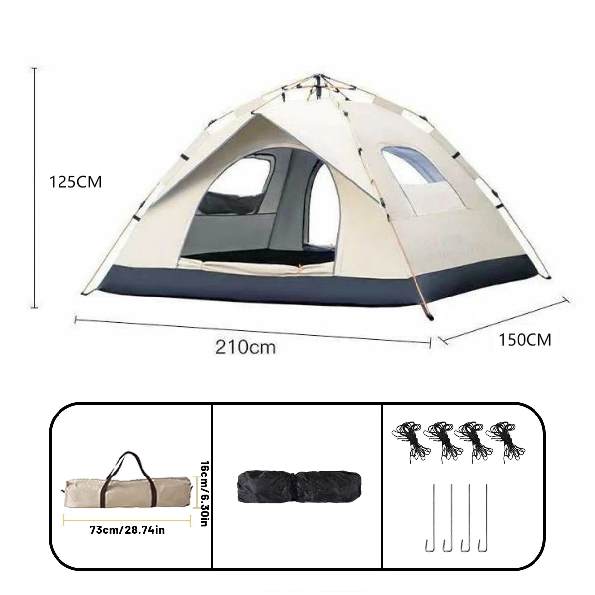 Outdoor Automatische Snelopenende Tent – Waterdichte Vierseizoenen 4-Persoons Strand- en Visserschuilplaats