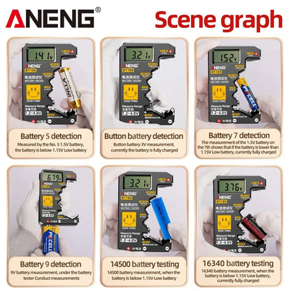 Button Cell en Universele Batterijtester – LCD Display voor 9V, AA, AAA, D, N en 1.5V/3V Knopcelbatterijen – Huishoudelijke Batterijtester