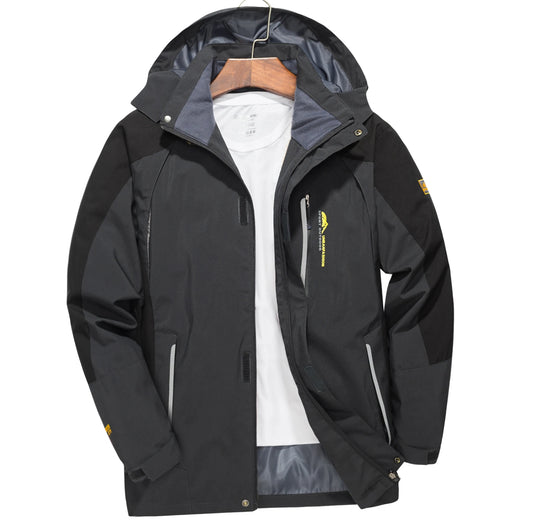 Heren Waterdichte Hiking Jas – Winddichte Outdoor Jas met Afneembare Capuchon, Grote Maten voor Lente en Herfst