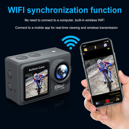 1080P/30FPS WiFi Actiecamera - 2.0" Scherm, 30m Waterdicht, 120° Groothoek Sport Camcorder met Accessoires Kit