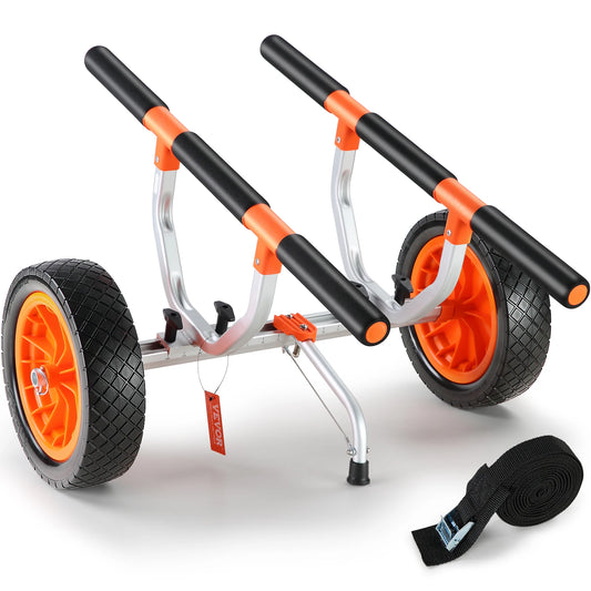 Kayak Cart 450 lbs - Verstelbare Brede Trolley voor Kano, Kajak, Paddleboards en Vlotmatten met 12'' All-Terrain Wielen