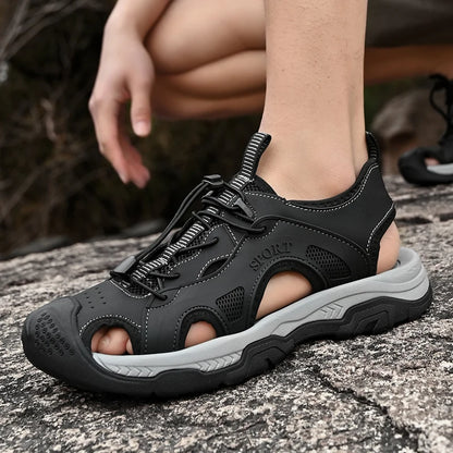 Zomer Heren Sandalen Echt Leer – Casual Outdoor Strand Schoenen, Romeinse Stijl, Plus Size 38-45