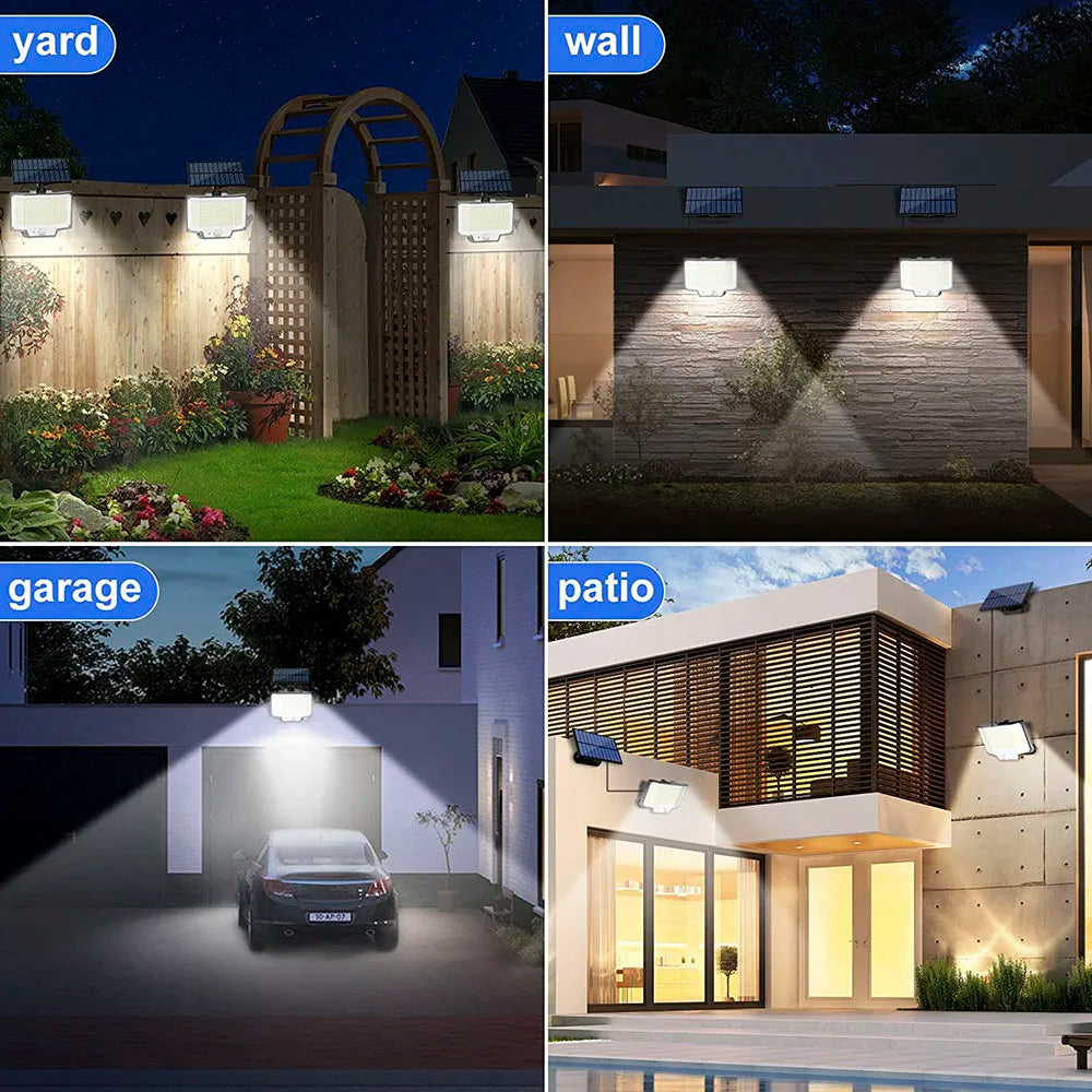 Solar Motion Lights 200LED - Outdoor Solar Flood Security Light with Separate Panel, IP65 Waterproof, with Remote Control