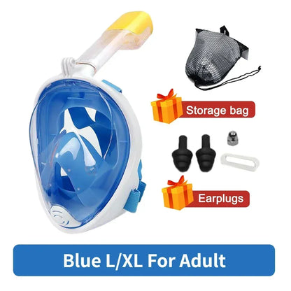 Full Face Snorkelmasker voor Kinderen en Volwassenen | Anti-Fog Duikmasker voor Veilig Ademhalen en Snorkelen