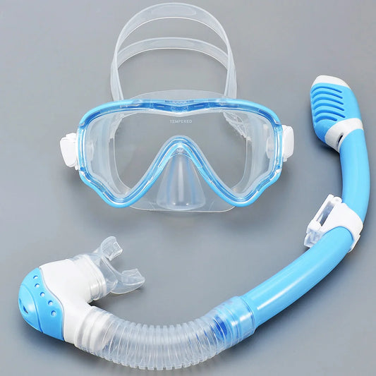 Kids Duikmasker en Snorkel Set | Zwembril met Gehard Glas, Panoramisch Zicht & Dry Top