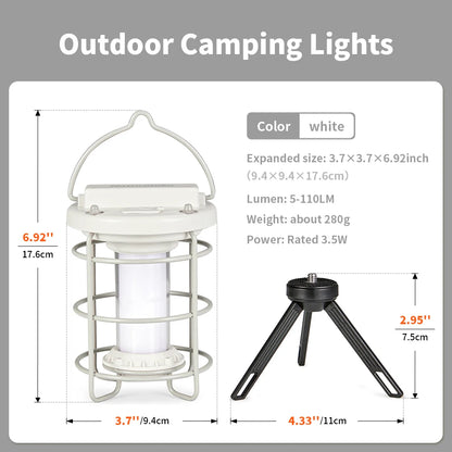 Draagbare Campinglamp | Outdoor Tent Lamp met IPX4 Waterdicht, 2000mAh Oplaadbare Batterij en Instelbare Lumen