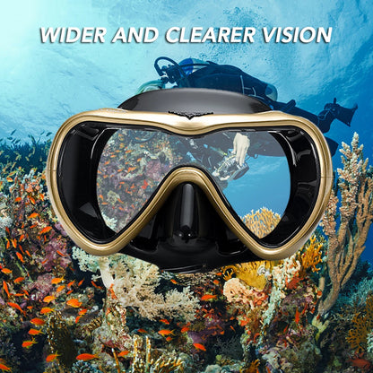 Lekvrije Snorkelset | Anti-Fog Zwembril met Gehard Glas en Dry Top Snorkel voor Snorkelen en Duiken