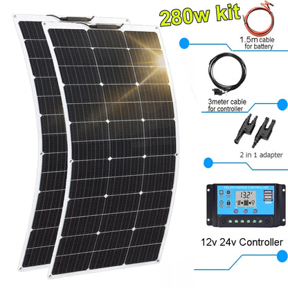 Flexibel Zonnepaneel 12V – 100W/120W/200W/240W/300W Monokristallijn – Ideaal voor Camper, Boot & Balkon