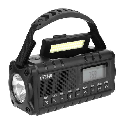 12000mAh AM/FM/NOAA Weerradio | Draagbare Zonne- & Handcrank Noodradio met Leeslamp voor Outdoor Camping