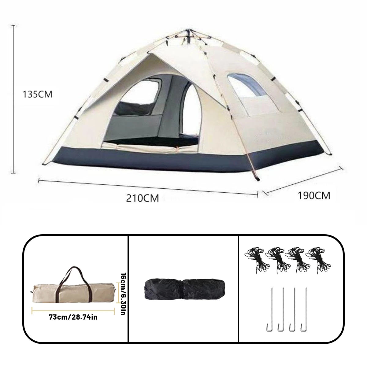 Outdoor Automatische Snelopenende Tent – Waterdichte Vierseizoenen 4-Persoons Strand- en Visserschuilplaats