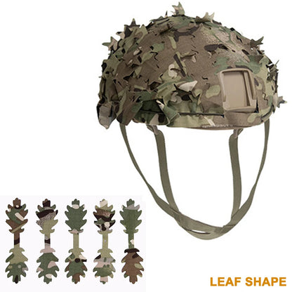 3D-Camouflage-Helmbezug mit Laserschnitt – Netzstoff in Blattform für Airsoft-, Paintball- und Jagdhelmzubehör