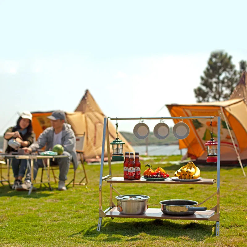 Outdoor Camping Opbergplank | Draagbare Vouwbare RVS Opbergrek voor Tuin en Kamperen