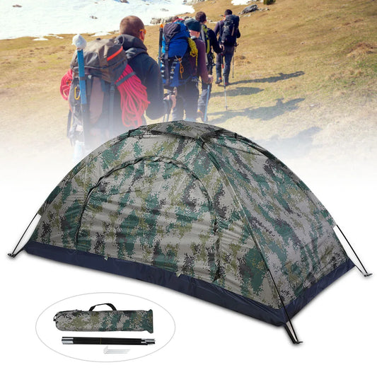 Eenpersoons Camouflage Trekking Tent – Winddichte Dubbele Laag Tent voor Camping, Vissen & Klimmen