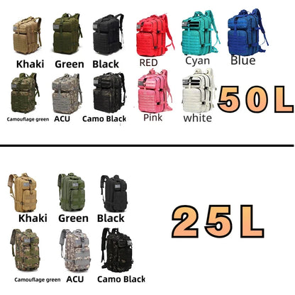 Waterdichte Tactische Rugzak 25L/50L – 1000D Nylon Outdoor Backpack met Molle voor Hiking, Jacht & Kamperen