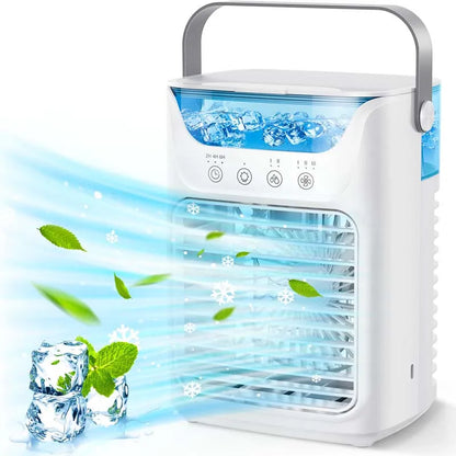 Persoonlijke Draagbare Aircooler – Mini Evaporatieve Ventilator met Waternevel en 7-Kleuren LED Licht