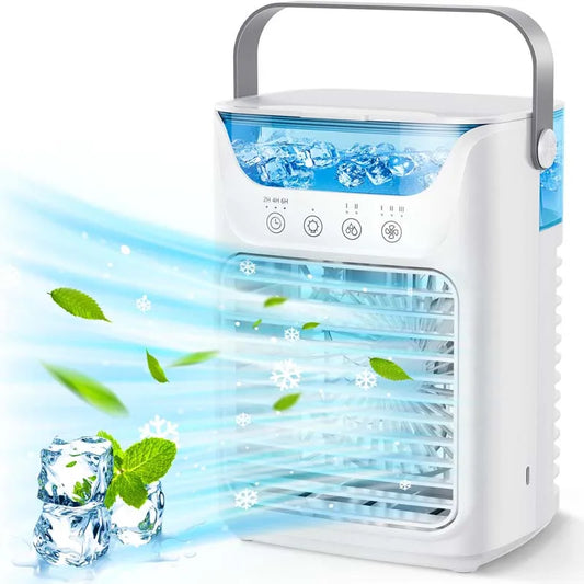Persoonlijke Draagbare Aircooler – Mini Evaporatieve Ventilator met Waternevel en 7-Kleuren LED Licht