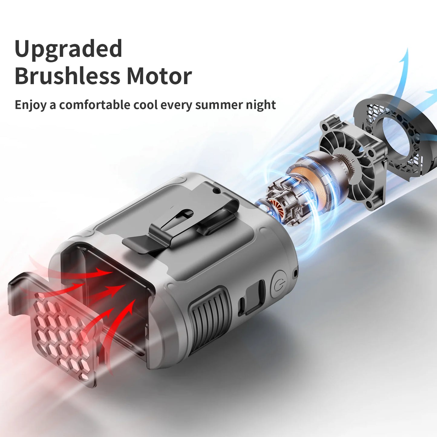 Tragbarer 20000mAh-Ventilator – Starker Wind, Hüft- und Nackenventilator mit Powerbank und LED
