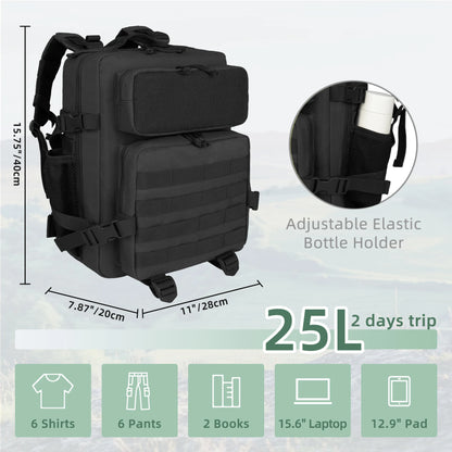 Tactische Rugzak 25L – Outdoor Unisex Legerrugzak met Molle-Systeem voor Hiking, Camping & Klimmen