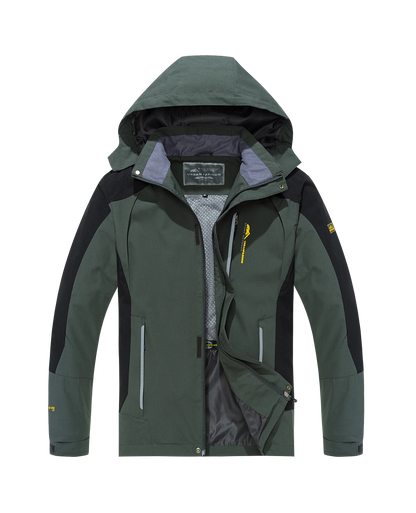 Heren Waterdichte Hiking Jas – Winddichte Outdoor Jas met Afneembare Capuchon, Grote Maten voor Lente en Herfst