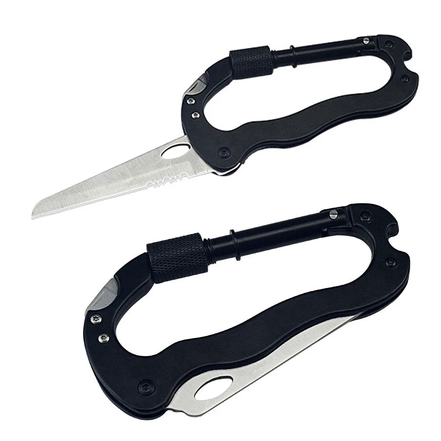 5-in-1 Camping Multitool Carabiner - Screwdriver, Bottle Opener, Wine Opener, Outdoor Survival Mountaineering Tools