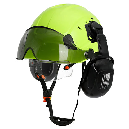 CE Certified Safety Helmet with Visor, Built-in Goggles &amp; Earmuffs – Hard Hat for Engineers &amp; Industrial Work – Head Protection to ANSI Standards
