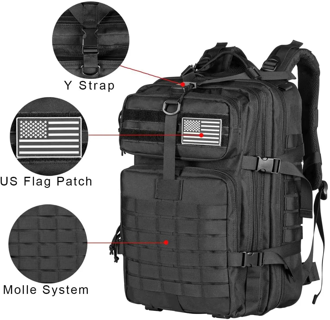 50L Taktischer Rucksack – Outdoor 3P Molle Rucksack für Reisen, Trekking, Jagd und Schulgebrauch