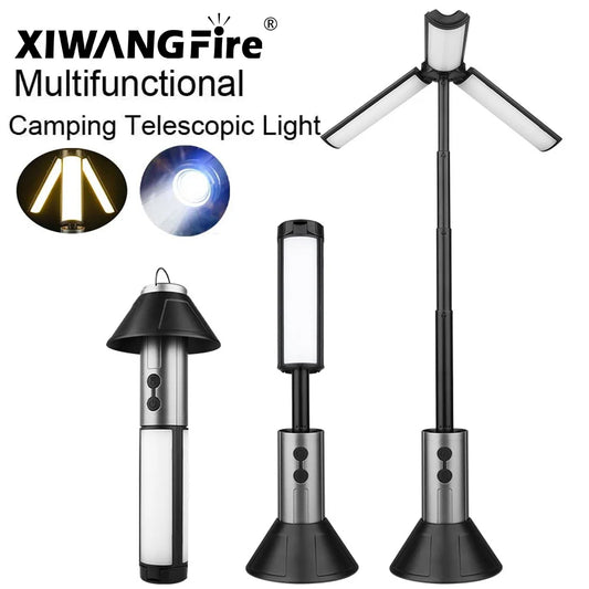 Opvouwbare Campinglamp – USB Oplaadbare Zaklamp en Telescopische Lantaarn met Standvoet