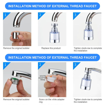 Faucet Water Filter - 360° Draaiend Waterfilter met PP Katoen voor Kranen in Keuken & Badkamer