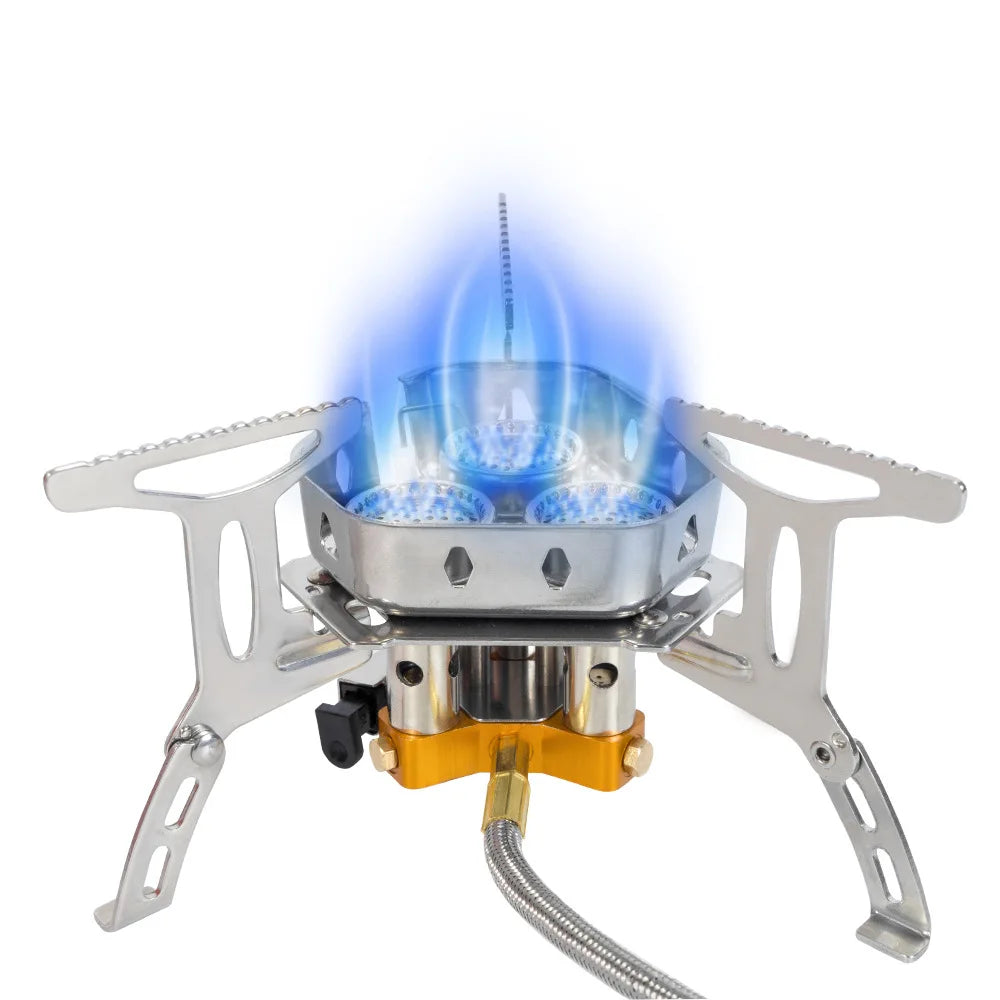 3-Koppige Gasbrander – Draagbare Vouwbare Campingkachel 5800W, Outdoor Hiking & BBQ