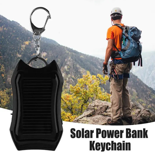 Mini Sleutelhanger LED Zaklamp - Solar Powerbank 1500mAh met Karabijnhaak voor Outdoor Survival en Noodverlichting