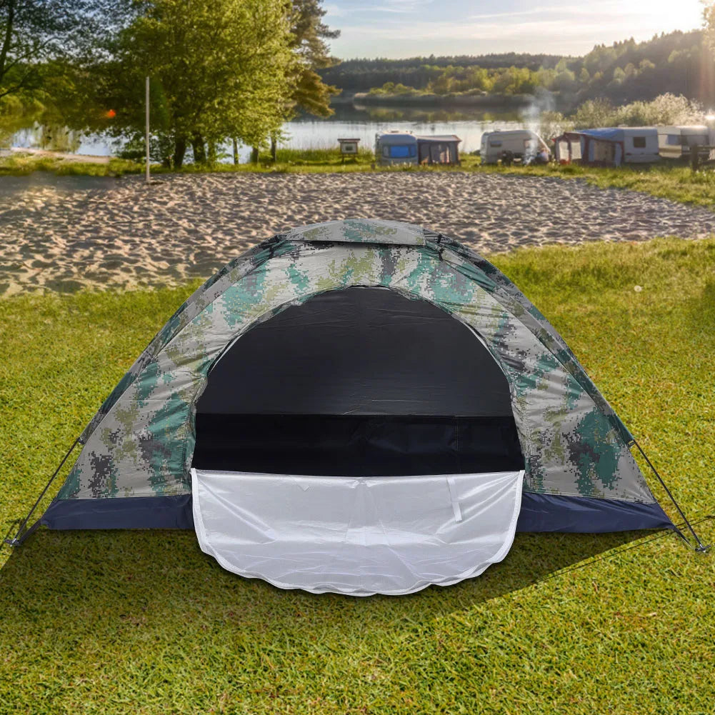 Eenpersoons Camouflage Trekking Tent – Winddichte Dubbele Laag Tent voor Camping, Vissen & Klimmen