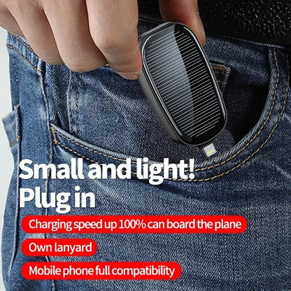 Mini Solar Keychain Powerbank – Draagbare Draadloze Pocket Charger met USB-C, Geschikt voor iPhone & Android
