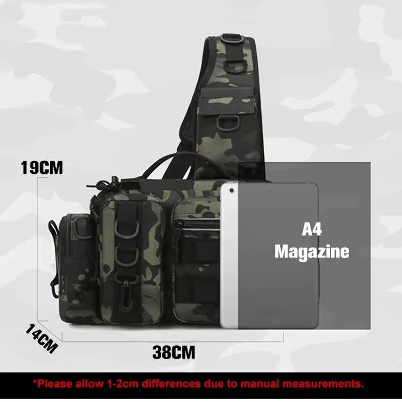 600D Angelrucksack mit Rutenhalter – Angeltasche mit mehreren Fächern zum Angeln, Wandern und Outdoor