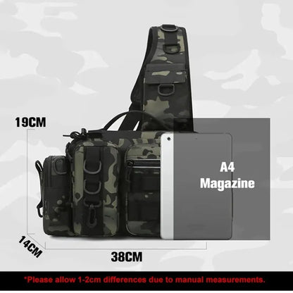 600D Angelrucksack mit Rutenhalter – Angeltasche mit mehreren Fächern zum Angeln, Wandern und Outdoor