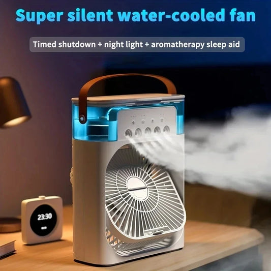 Draagbare Elektrische Ventilator met Bevochtiger – USB Mistventilator met Handvat