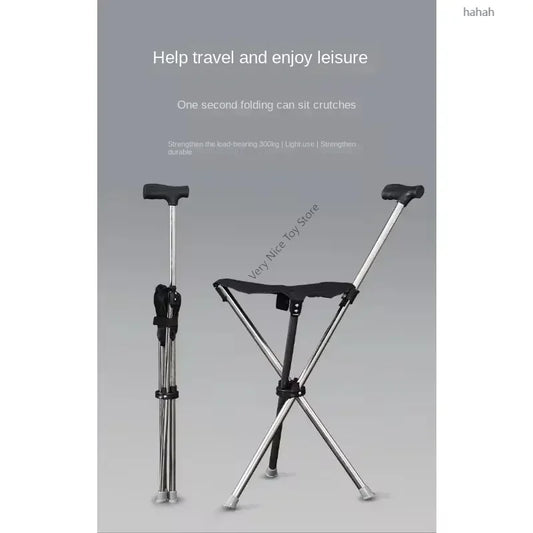 Multifunctionele Trekking Stokken met Vouwbare Zitstoel, Verstelbare Wandelstok voor Wandelen, Hiking en Ondersteuning, Inclusief Stoelpads