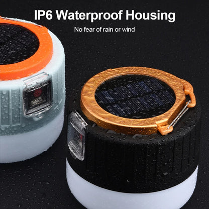 Waterdichte Solar LED Campinglamp – Oplaadbare Tentlamp, Draagbare Lantaarn en Noodverlichting