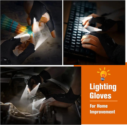 LED Halfvinger Handschoenen voor Mannen & Vrouwen – Waterdichte Zaklamp Handschoenen voor Nachtvissen, Fietsen & Hardlopen