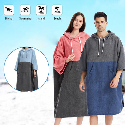 Quick-Dry Badjas Poncho - Surfponcho met Kap, Winddicht en Warm voor Stranden, Zwemmen en Duiken