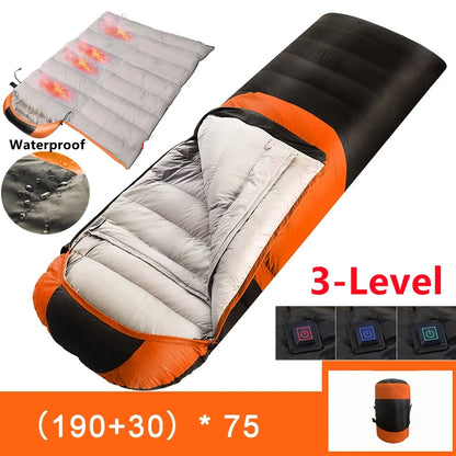 USB-beheizter Winterschlafsack – Ultraleichte Daunen-Baumwoll-Thermomatte mit drei Heizeinstellungen