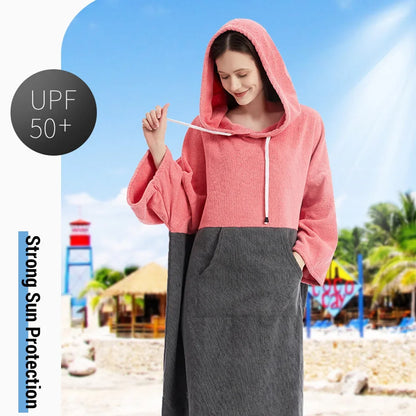 Quick-Dry Badjas Poncho - Surfponcho met Kap, Winddicht en Warm voor Stranden, Zwemmen en Duiken