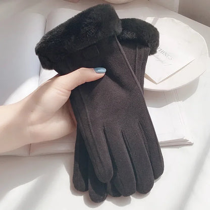 Dames Winterhandschoenen met Touchscreen – Warme Suède Look Handschoenen met Pluche voor Fietsen & Autorijden