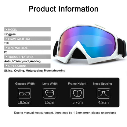 Winddichte Skibrille – Antibeschlag-Taktikbrille für Skifahren, Radfahren und Motocross | UV-Schutz und atmungsaktiv