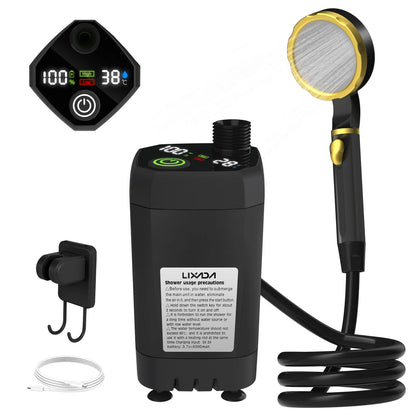 Camping Douchepomp | RV Outdoor Douche Kit met Volledig Scherm en Intelligente Digitale Weergave – Verstelbaar en 6000mAh