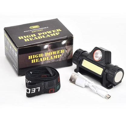 Oplaadbare COB LED USB Hoofdlamp – Sterke Magnetische, Superheldere en Waterdichte Headlamp voor Outdoor, Vissen en Nachtactiviteiten