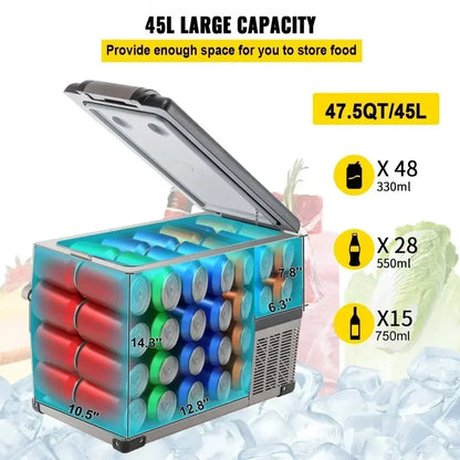 35L-50L Draagbare Autokoelkast – Mini Koelbox met Compressor, 12/24V DC en 110-240V AC, Ideaal voor Camping en Reizen