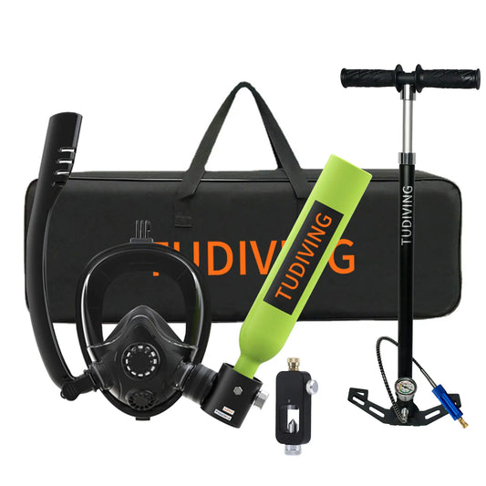 0.5L Scuba Diving Tank Set - Mini Zuurstofcilinder met Volledige Snorkelmasker, Draagbare Reis Duikset voor Scuba Duiken