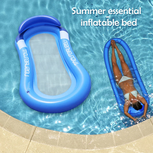 Vouwbare Water Hammock – Opblaasbaar Zwembad Bed voor Strand, Lounge Bed met Kussen voor Zwemmen & Outdoor Recreatie
