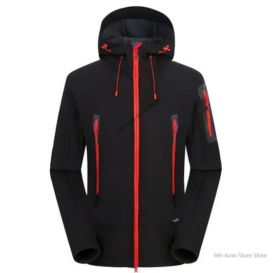 Heren Softshell Jas – Winddichte, Waterdichte en Warme Fleece Jas voor Skiën, Hiking en Trekking